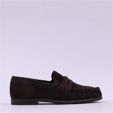 Paul Green Ruched Toe Penny Loafer - Brown Suede